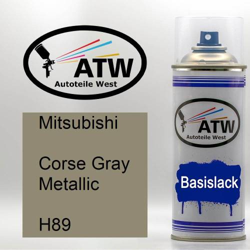 Mitsubishi, Corse Gray Metallic, H89: 400ml Sprühdose, von ATW Autoteile West.